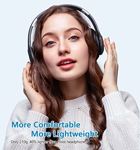 Bluetooth Headphones Over Ear, 60 Hours Playtime Foldable Headphones Wireless Bluetooth Hi-Fi Stereo Deep Bass with 6 EQ Modes, Adjustable Lightweight Headset with Microphone, FM, SD/TF for Adults - Thumbnail 6