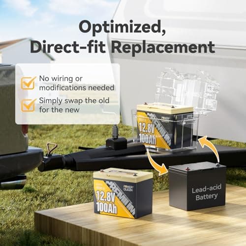 Power Queen 12V 100Ah LiFePO4 Battery, Group 24 Lithium Battery, 15000+ Deep Cycles RV Battery with BMS Protection for Travel Trailer, Motorhome, Trolling Motor, Solar - Thumbnail 2