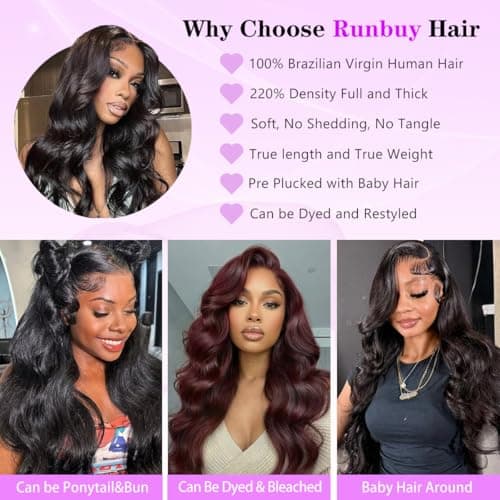 26 Inch Body Wave Human Hair Wig 13x6 HD Lace Front Wig 220 Density Glueless Pre Plucked Natural Hairline Transparent Lace Black Wavy Human Hair Wigs for Women 100% Virgin Hair No Shedding No Tangle - Thumbnail 6