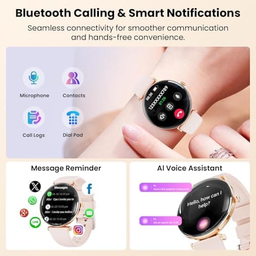Hwagol Smart Watches for Women with Android iPhone Compatible[Calls/Metal Thin Body],1.43" Micro-Spherical AMOLED Screen,Fitness Watch with Sleep/Heart Rate Monitor,Pedometer for Steps Miles - Thumbnail 4