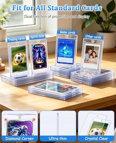 30ct Magnetic Card Holders for Trading Cards, 35pt One Touch Clear Acrylic Card Cases, U-V Waterproof Hard Plastic Protectors for Sports, Baseball, Football, TCG, Game Collectible Cards - Thumbnail 6