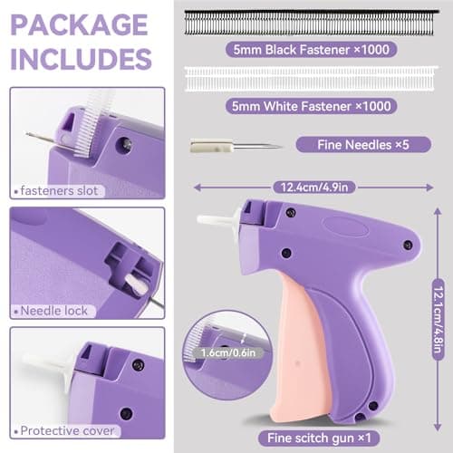 Portable Stitch Gun for Clothes, Micro Handheld Quick Clothing Fixer & Stitchy Tagging Gun, Sewing Kit with 6 Needles, 1000 Black &1000 White Fasteners - Thumbnail 5