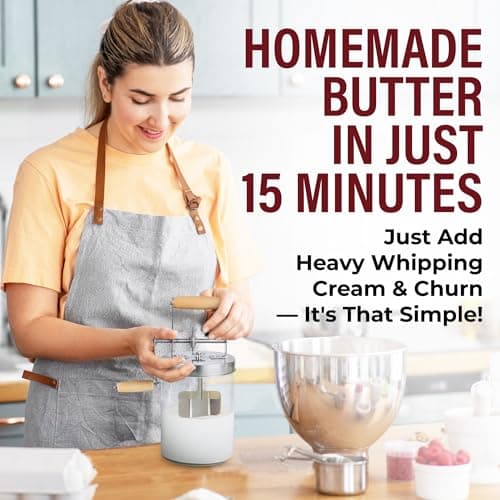 Dazey Butter Churner - Cheese Cloth, Shaping Paddles, Recipe Book INCLUDED- Hand Crank Manual Butter Maker- Create Delicious Homemade Butter With Your Own Hand Crank Dazey Churner - Thumbnail 2
