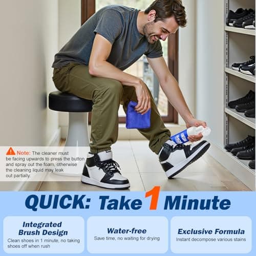 Coklean Water-free Sneaker Cleaner, White Shoe Cleaner Kit 6.76 OZ Foam for Tennis Shoes, Running, Golf, PU, Nubuck, Sole - Thumbnail 4