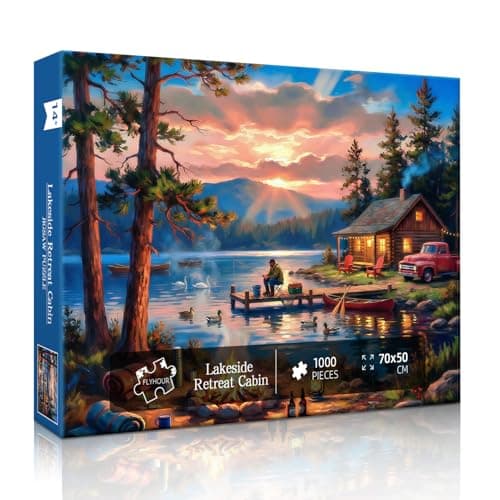 Lakeside Retreat Cabin Puzzles for Adults 1000 Pieces,Impossible Hard Difficult Challenging Jigsaw Puzzles for Adults 1000 Pieces,Puzzle with Letters on Back,Recycled Paper Jigsaw Puzzle(27.6"x19.7") - Thumbnail 3