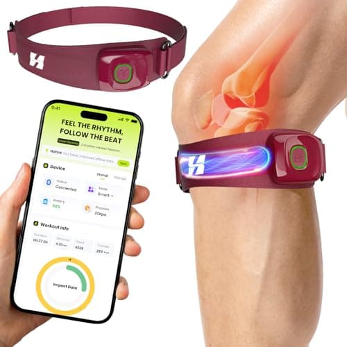 2.0 AI Intelligent Patellar Tendon Support Strap, Adaptive Compression Knee Brace for Real-Time Knee Support & Pain Relief, AI Motion Sensing Patella Band for Running, Hiking, Cycling, Gym (Dark Red) - Image 1