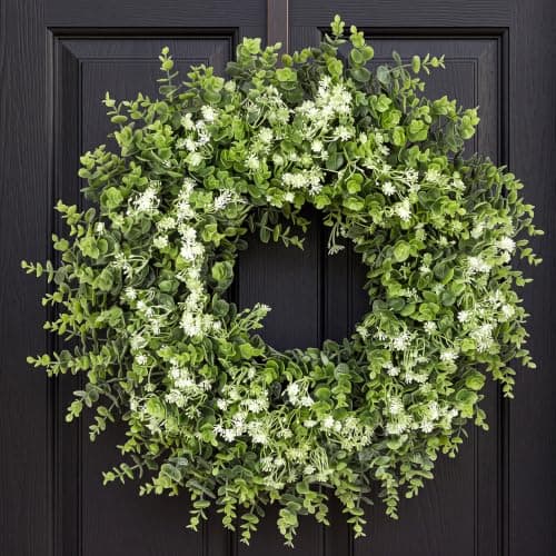 26 Inch Large Artificial Boxwoods Wreath for Front Door Outside All Season - Image 1