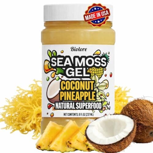 Biolore Sea Moss Gel Coconut Pinapple – Flavored Superfood with Natural Electrolytes – Wildcrafted Mango Jam Sea Moss, with Minerals, Vegan, Made in USA – 8oz Trial Size