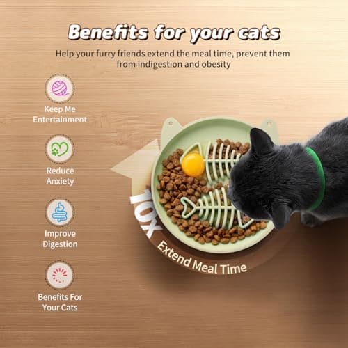 Zonopy Slow Feeder Cat Bowl, 2 PCS Silicone Cat Bowl, Slow Feeder Ideal for Dry and Wet Food, Easy to Clean, Interactive Puzzle Toy for Pets Food Training, Keeps Cats Busy,6.69" W*0.65" H - Thumbnail 3