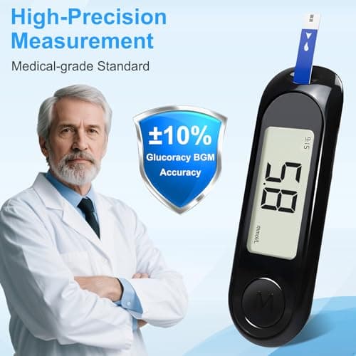 Blood Sugar Monitor,Glucose Monitor Kit with 50 Test Strips & 50 Lancets for Diabetes Testing, Blood Glucose Meter with Auto Eject, No Coding & Large LCD for Seniors - Thumbnail 2