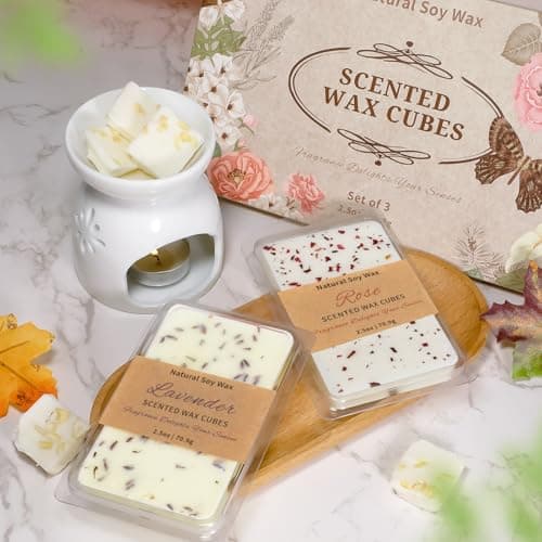 STRN Wax Melts Dried Floral Essential Oil Wax Cubes, Natural Soy Wax Cubes with Botanical Fragrance Rose, Lavender, Jasmine (3x2.5 oz), Long-Lasting Aromatherapy for Wax Warmers, Home, Yoga, Gifts - Thumbnail 4