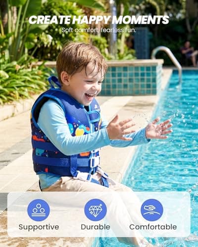Gogokids Swim Vest for Toddler & Kid 1-2-3-4-5, Adjustable Buoyancy Swimming Vest for Kid Learn to Swim, Toddler Floaty with Removeable Floats and Dual Safety Straps Buoyancy Aid for Pool Beach Puddle - Thumbnail 2