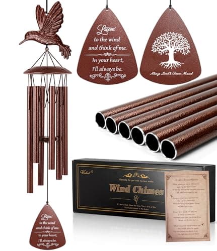 VENBEEL Memorial Sympathy Wind Chime, Hummingbird Memorial Gift for Loss of Loved One, Bereavement Condolence Remembrance Gift for Loss of Mom Dad - Image 1