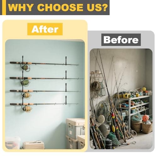 TOPTOYBOX Fishing Rod Holder for Garage, Fishing Rod Holder, Wall Mount Fishing Pole Holders, Rod Holder with Soft Protective Pad, Garage Organization (30) - Thumbnail 5