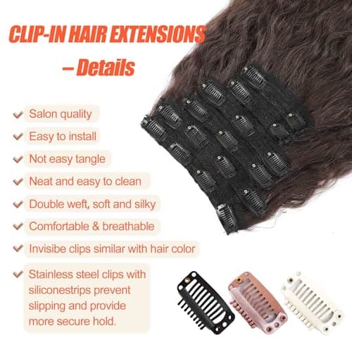 Clip in Hair Extensions Real Human Hair 120g 6pcs Deep Water Wave Curly Human Hair Extensions Double Weft Super Wave Clip ins for Women (4#, 20 Inch) - Thumbnail 4