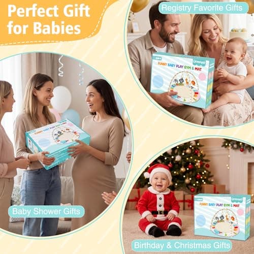 URMYWO Tummy Time Mat - Comfortable Baby Floor Play Mat Activity Gym for 0-3-6-18 Months, 6 Developmental Zones with 5 Detachable Toys for Motor Skills Sensory Development, Baby Essentials Shower Gift - Thumbnail 6