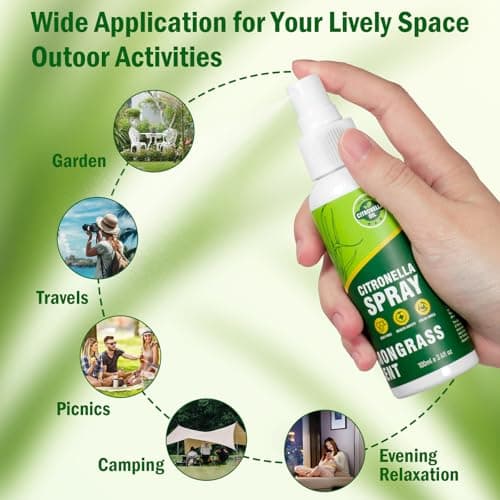 STRN Citronella Spray, DEET-Free, 6.76 oz (200ML), Air Freshener Spray for Summer Outdoor, Lemongrass Plant-Based Essential Oil Spray, for Patio, Camping, Hiking, Traveling, Fishing - Thumbnail 5