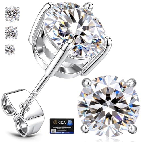 adoyi Moissanite Diamond Stud Earrings for Women Men 925 Sterling Silver Post Hypoallergenic 18K White Gold Plated Flat Back Stud Earring Jewelry Round Cut D Color VVS1 Clarity Gift for Women 1.0CT - Image 1