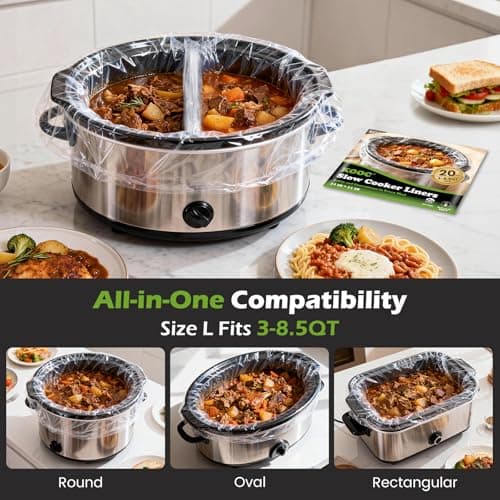 KOOC Slow Cooker Liners, 20 count 13" x 21" Large Size Cooking Bags Fits 3-8 Quart Pots, Disposable Pot Liners Suitable for Oval & Round & Retangular Pot - Thumbnail 2