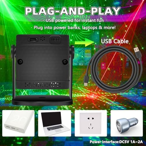 Party Light - Mini DJ Light Sound Activated Portable Disco Ball Strobe Light for Home Room Kids Adults Birthday Wedding - Thumbnail 5