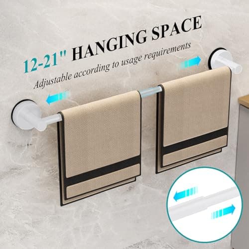 Towel Bar for Bathroom Wall,Adjustable 12~21 Inch Towel Racks for Bathroom Wall Mounted, Towel Holder for Glass Shower Door,Bathroom Accessories,Apparment Essentials,Home Decor-White - Thumbnail 5