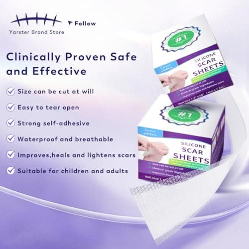 Yarster Silicone Scar Sheets, Silicone Scar Tape(1.6"x 120" Roll-3M), Medical Grade Scar Sheets, Scar Tape for Surgical Scars, Burn, C-Section, Keloid Scars, Acne Treatment, Stretch Marks Removal - Thumbnail 2