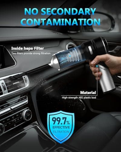 NEVERLAND Handheld Vacuum Cordless Car Vacuum - 15000PA High Power 4-in-1 Portable Foldable Small Detailing Kit, Rechargeable Hand Held Vacuum for Car Home Office - Thumbnail 6