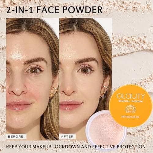 Mineral Powder Foundation for Face & Scalp, SPF 30, Translucent Loose Setting Powder Sunscreen Foundation Makeup,Matte Oil Control Natural Finishing Face Powder,Lightweight,Long-Lasting (#02 Medium) - Thumbnail 5