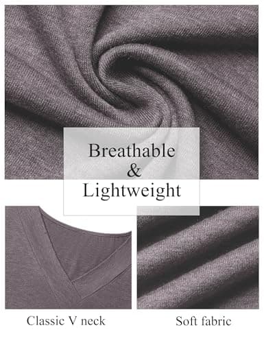 GKBK Womens Short Sleeve T Shirts V Neck Loose Fit Shirts Summer Casual Basic Tee Tops Gray Purple M - Thumbnail 6