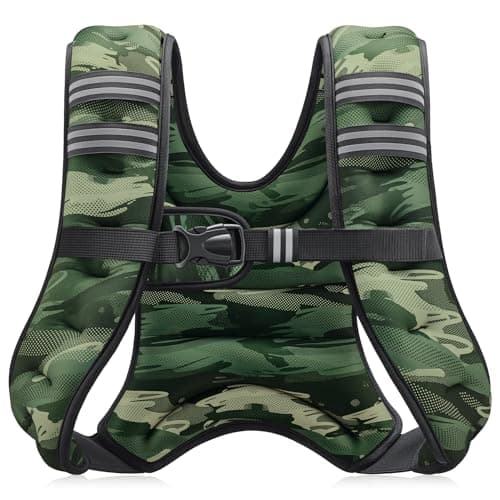 ZELUS Weighted Vest, 6lb/8lb/12lb/16lb/20lb/25lb/30lb Weight Vest for Men Women with Storage Pocket & Reflective Strips for Workout Strength Training Running Muscle Building, Forest Green Camo (12 lb) - Image 1
