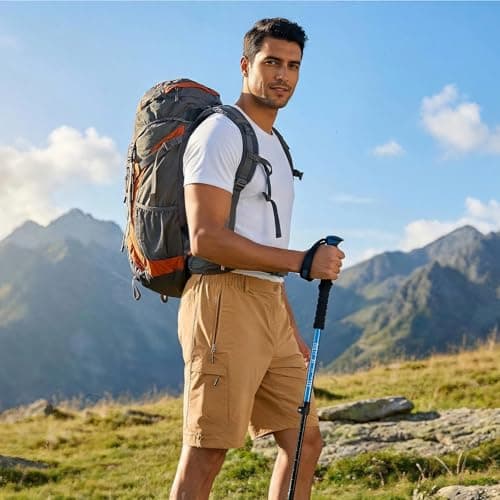 Men's 9" Hiking Cargo Shorts Quick Dry Stretch for Outdoor Work Golf Khaki - Thumbnail 3