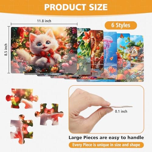 6 Pack 20 Large Piece Jigsaw Puzzles for Seniors with Dementia,Alzheimers Products for Elderly│Easy Memory Games, Cognitive Activities and Gifts for Patients in Nursing Homes(Landscape) - Thumbnail 2
