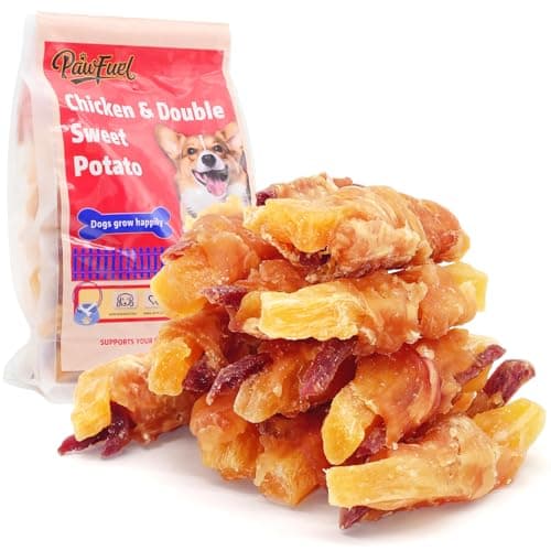 Dog Treats Chicken Wrapped Double Sweet Potato Containing 1% Taurine High-protein Dog jerky Meat Dry Dental Care Snack Suitable For Small, Medium Large Dogs For Eating Training Rewards. 14.11 Oz