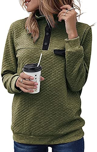 BTFBM Womens Sweatshirt 2026 Fall Quilted Pattern Lightweight Zipper Long Sleeve Tops Casual Pullover Winter Clothing(Pure Army Green, Large) - Image 1