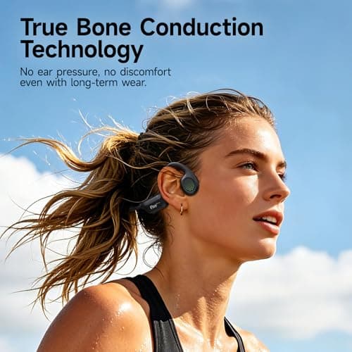 esonstyle Bone Conduction Headphones Bluetooth 6.0 - IPX7 Waterproof Bone Conduction Headphones with Mic,Wireless Open Ear Earbuds for Running Walking Cycling (Black) - Thumbnail 2