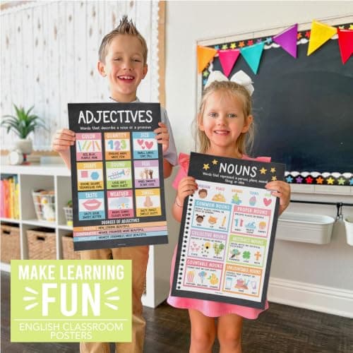 Parts of Speech Posters for Classroom Must Haves - 12 English Grammar Posters for Classroom, Writing Process Language Arts Elementary & Middle School, ELA 3rd 4th & 5th Grade Chalk Teacher Must Haves - Thumbnail 6
