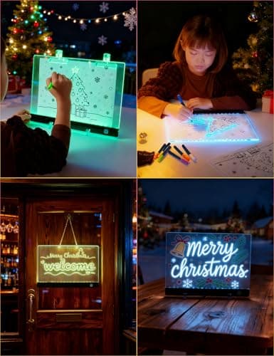 16 Inch LED Drawing Board for Kids - Rechargeable Neon Glow Doodle Pad with 7 Markers, 7 Colors & 6 Light Modes, Large Light Up Dry Erase Tablet, Birthday Gift Toy for Girls Boys Age 3-12 - Thumbnail 5
