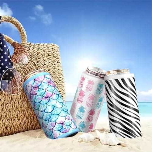 TILUCK Skinny Can Cooler for Slim Beer & Hard Seltzer, Stainless Steel, Doucle-Walled Stainless Steel Insulated Slim Cans, Standard 12 oz (Pineapple-NEW) - Thumbnail 6
