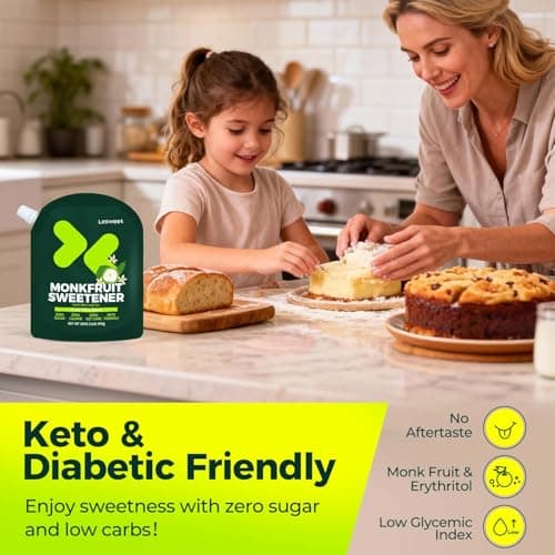 Lesweet Monk Fruit Sweetener with Erythritol, 1:1 White Sugar Substitute for Baking & Coffee, Zero Calorie, Keto Friendly, Non-GMO Granulated Monk Fruit Extract, No Bitter Aftertaste, 16 oz (1 Lb) - Thumbnail 6