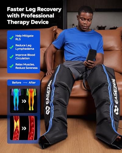 EaseZen Leg Compression Massager for Circulation and Pain Relief, Leg Recovery Compression System for Fast Recovery of Foot, Calf and Thigh, Relieve Edema, Reduce Muscle Fatigue - Thumbnail 4