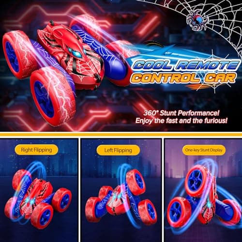 Excitobo Remote Control Car,RC Cars Boys Toys for 3 4 5 6 7 8 9 10 11 12 Year Old Boy Double Sided 360°Flip 4WD Rechargeable Drift RC Race Car Birthday Gifts Easter Basket Stuffers for Kids Age 3-12 - Thumbnail 2