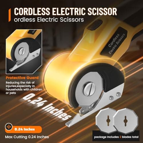 Electric Scissors, Cardboard Cutter, With LED Light, High-Efficiency Brushless Motor, 2000mAh Battery, Tungsten Steel Blade, Suitable for Cloth, Cardboard, Carpet Wire Rope Cutters Orange - Thumbnail 4