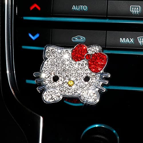 Pangpai 2 Pcs Bling Car Interior Accessories, Rhinestone Push to Start Button Cover with Keychain, Car Engine Start Stop Button Cover, Cute Car Decoration Sticker Decal for Women Girl - Thumbnail 5