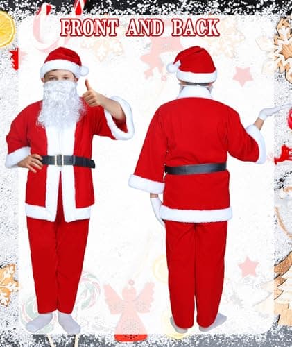 PrettyQueen Boys Santa Claus Costume, Children's Santa Costume, Kids Xmas Santa Suit Christmas Outfit for Halloween Cosplay - Thumbnail 2