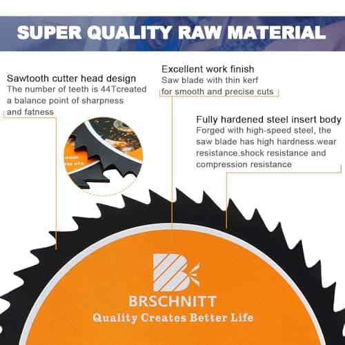 HSS Circular Saw Blade 3 3/8inch - BRSCHNITT 5pcs 44T 3/5"-3/8" Bore Cutting Discs for Cutting Wood, Copper, Aluminum, Plastic and Soft Metal - Thumbnail 5