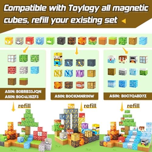 Dinosaur Toys Magnetic Blocks-Build Mine Magnet World Volcano Edition Kids Toy for 3+ Year Old Boys and Girls Building Blocks Toddler Toys Games Through Jurassic Learning Sensory Toy Gifts - Thumbnail 3