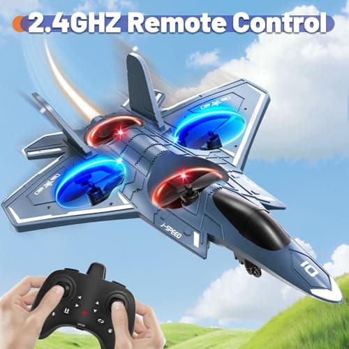 ENJOYFLY Foam Remote Control Airplanes, RC Planes with Light, RC Airplane Fighter Jet for Kids Adults 8-16, 360° Flip, Stunt Roll, Drones for Kids 8-12, Airplane Toy Gifts for Kids Boys - 3 Batteries - Thumbnail 4
