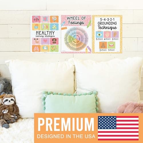 Hadley Designs Feelings Chart for Classroom Must Haves - Emotions Chart for Toddler Calming Corner, Counseling Feelings Wheel, Mental Health & Social Emotional Learning Posters, Pastel Classroom Decor - Thumbnail 4