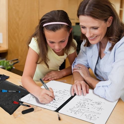 Portable White Board Small Dry Erase Board, 9" x 12" Double Sided Foldable whiteboard with 3 Pens, A4 Reusable Notebook with Storage Mesh Bag for Study, Meeting, Draft, Notes, Doodling - Thumbnail 6