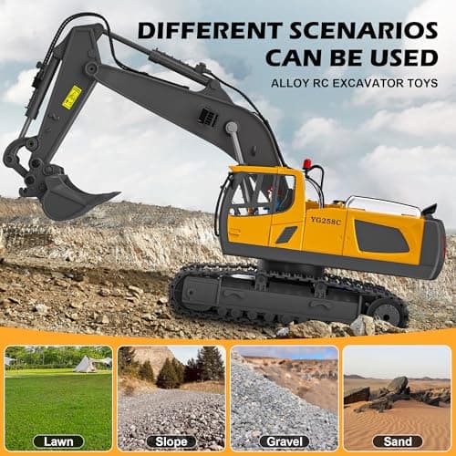 ADTHLIER Remote Control Excavator Toy for Boys 6-11 yrs Old,11-Channel RC Excavator Toy,with Metal Shovel,2.4Ghz RC Construction Vehicle,Ideal Gifts for Kids on - Thumbnail 3